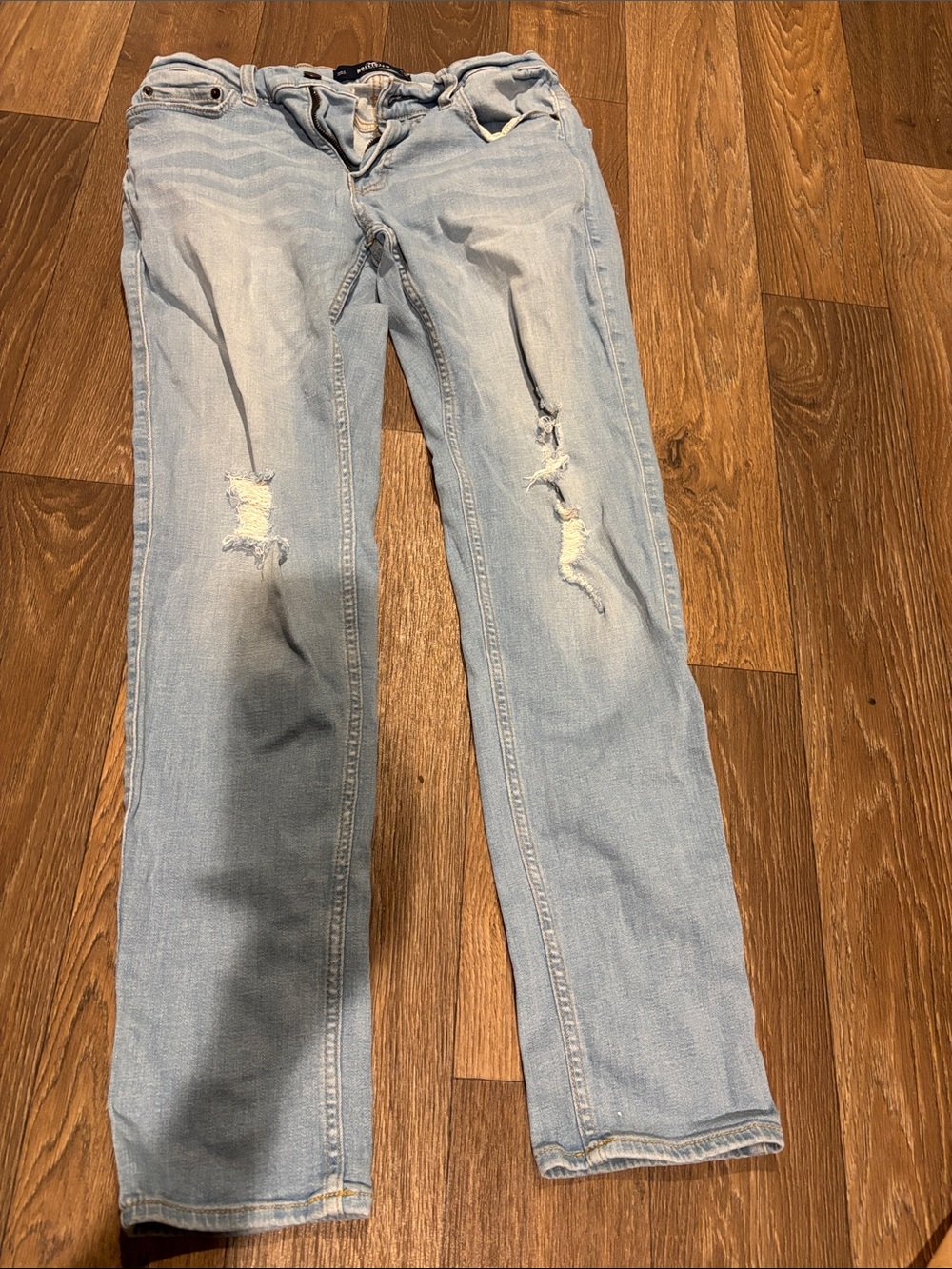 Hollister Light Blue Skinny Jeans with Knee Rips